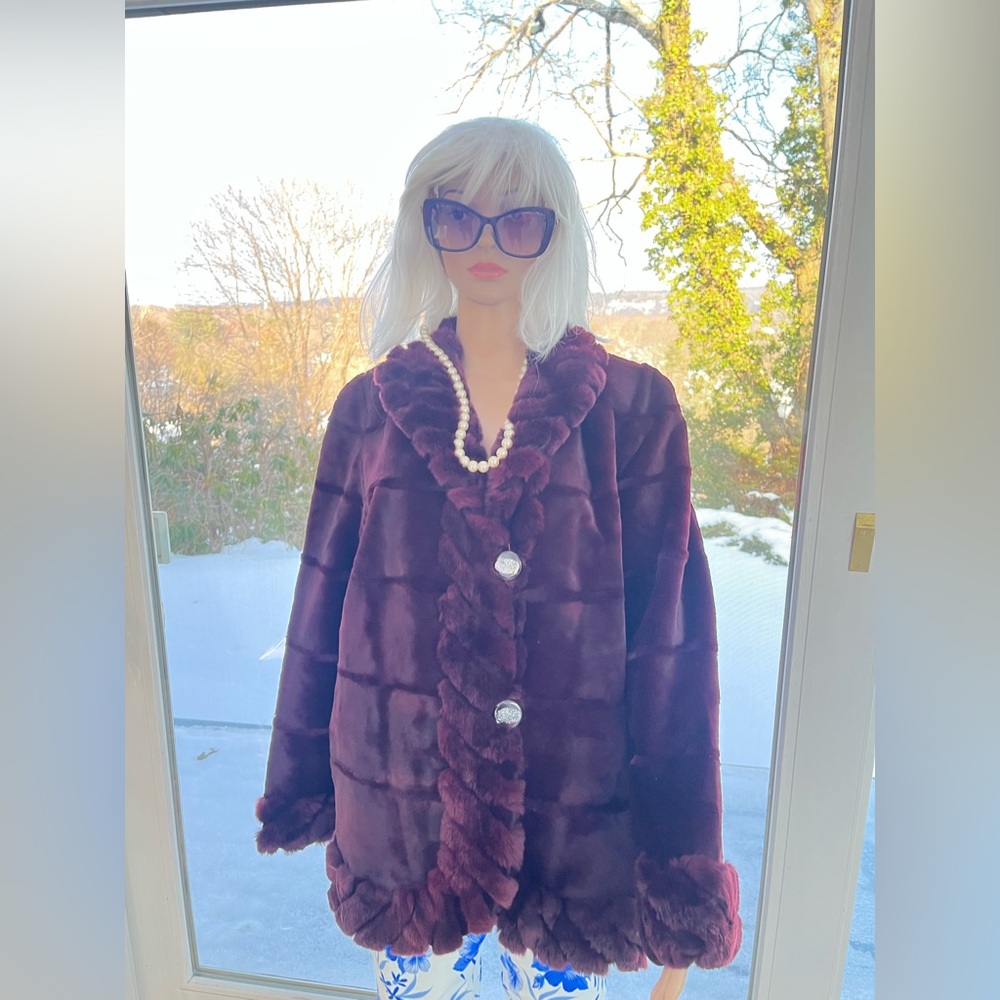 Source Unknown Deep Burgundy Teddy Jacket - image 1